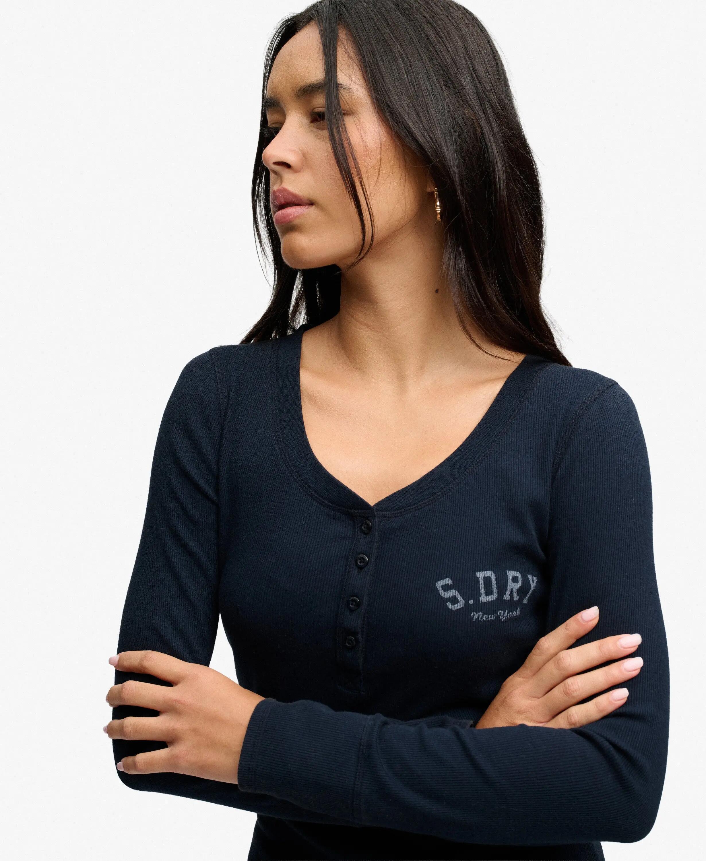 superdry Top manica lunga Athletic Button Down slim – ECLIPSE NAVY 4/7