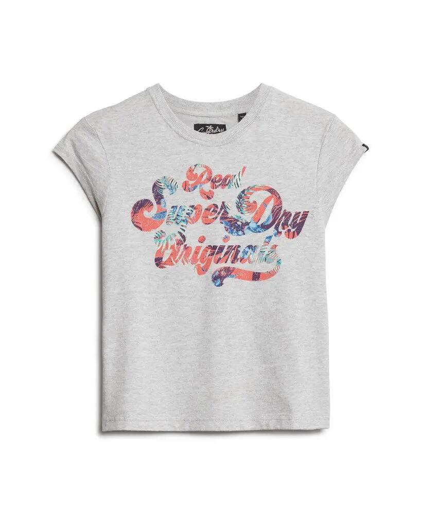 superdry Koszulka damska Floral Scripted Cap Slv Flake Grey Marl 7/7
