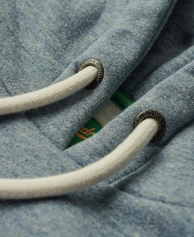 superdry Rainbow Stripe Logo Hoodie in Washed Denim Blue Marl 6/6
