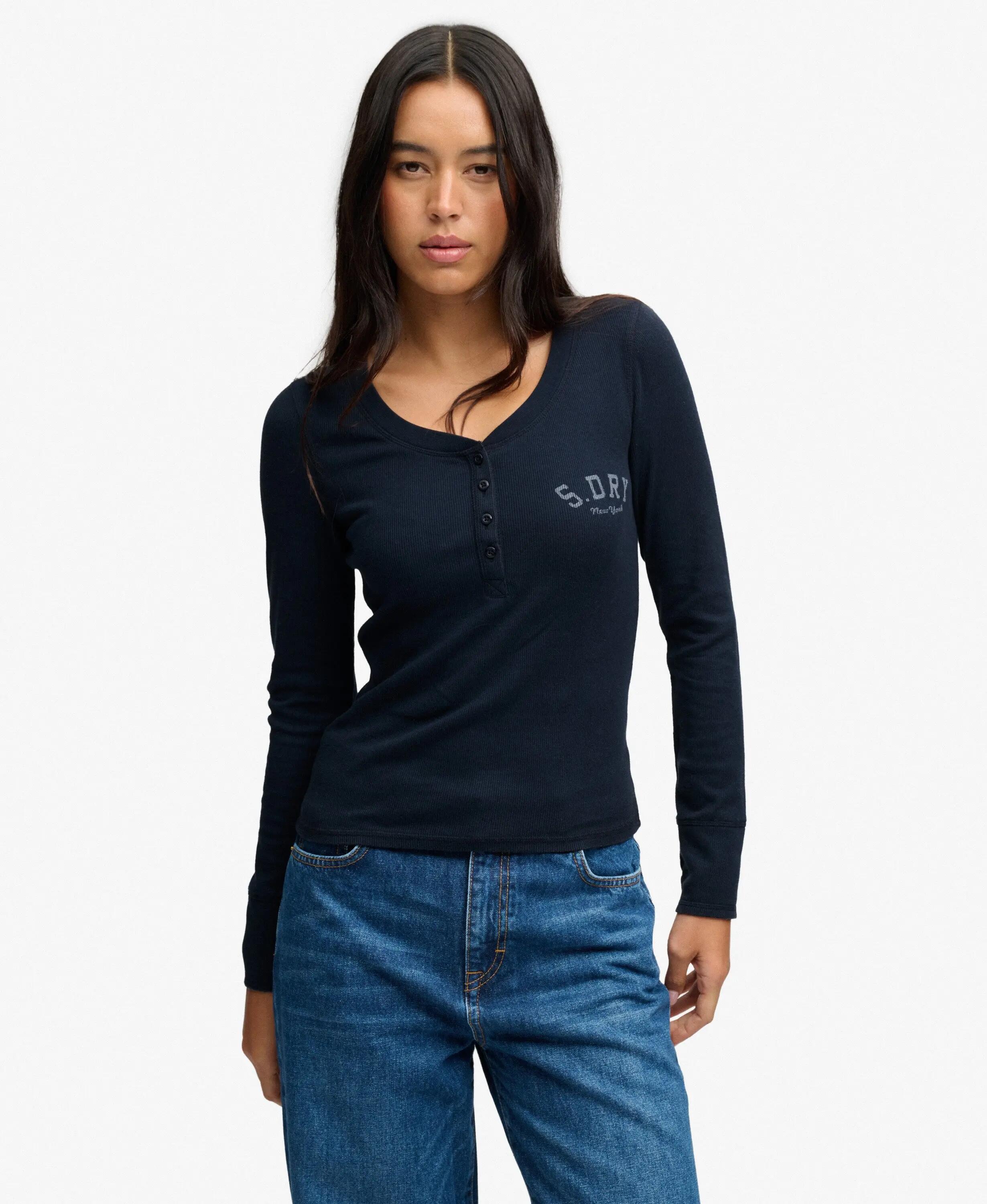 superdry Top manica lunga Athletic Button Down slim – ECLIPSE NAVY 2/7