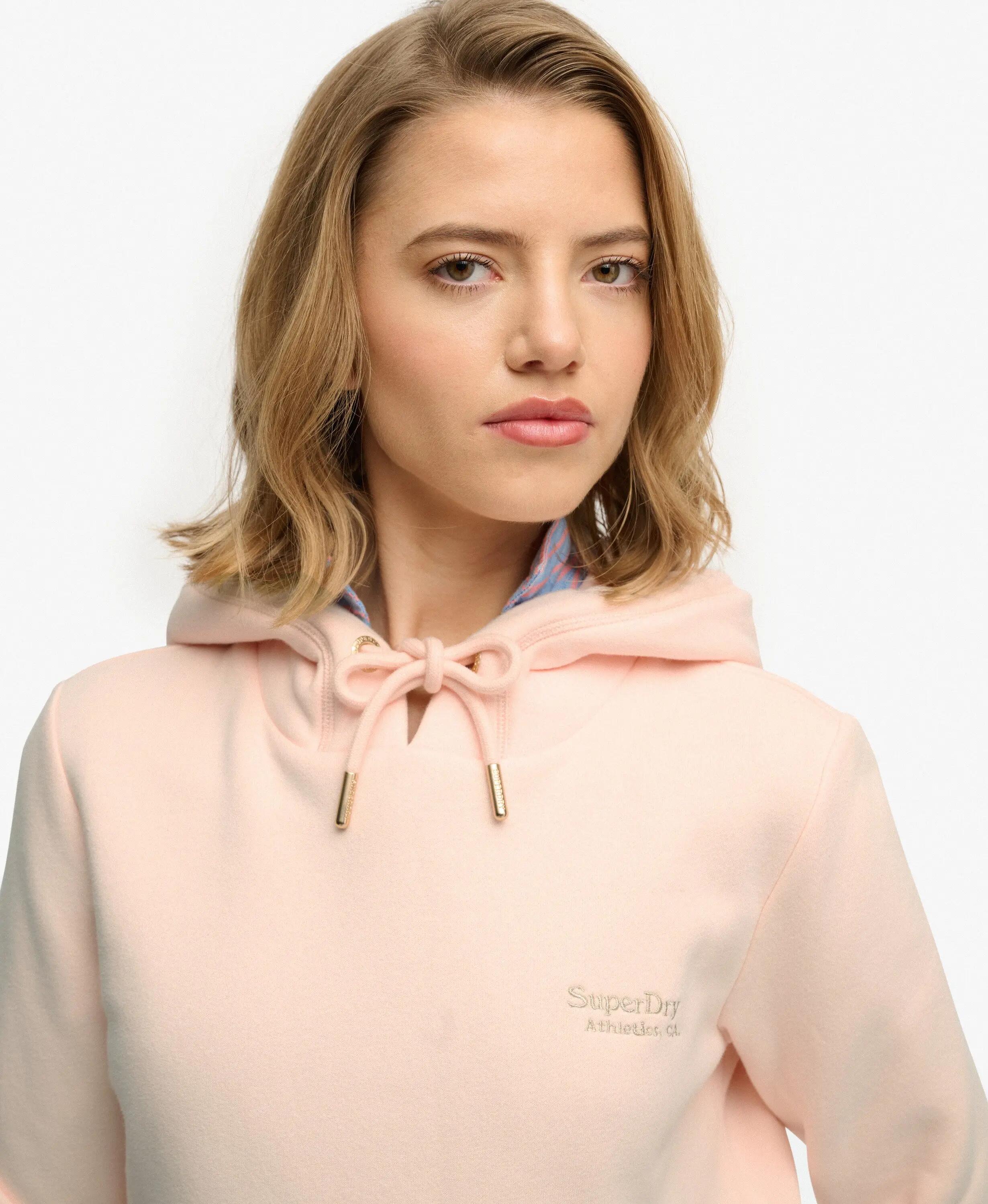 superdry Sweat com capuz Essential Logo bordado – Pink Clay 4/5