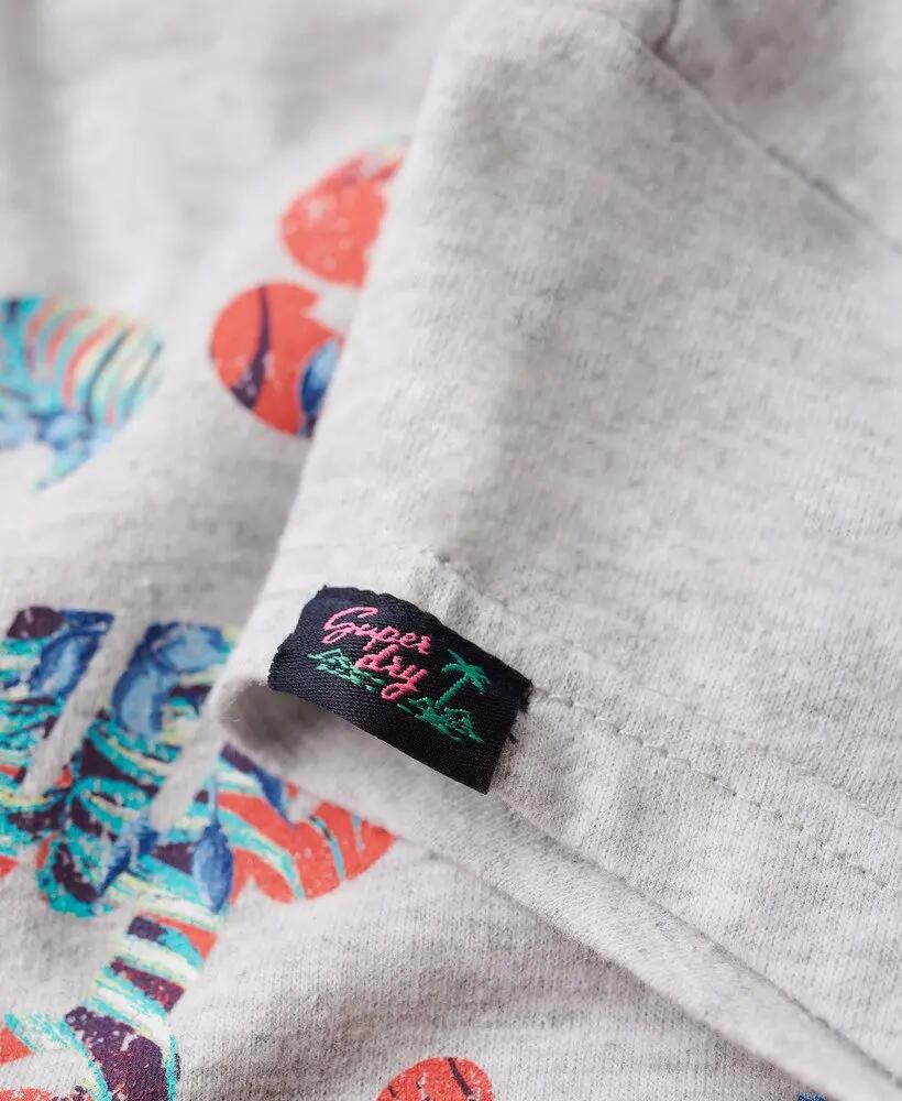 superdry Koszulka damska Floral Scripted Cap Slv Flake Grey Marl 6/7