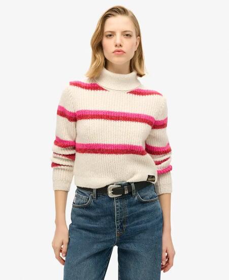 superdry Pull Court Col Roulé Rayé