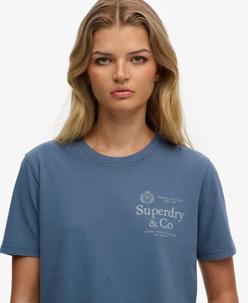 superdry T-shirt Luxe Casual Relaxed en coton bio – Vintage Indigo 4/5
