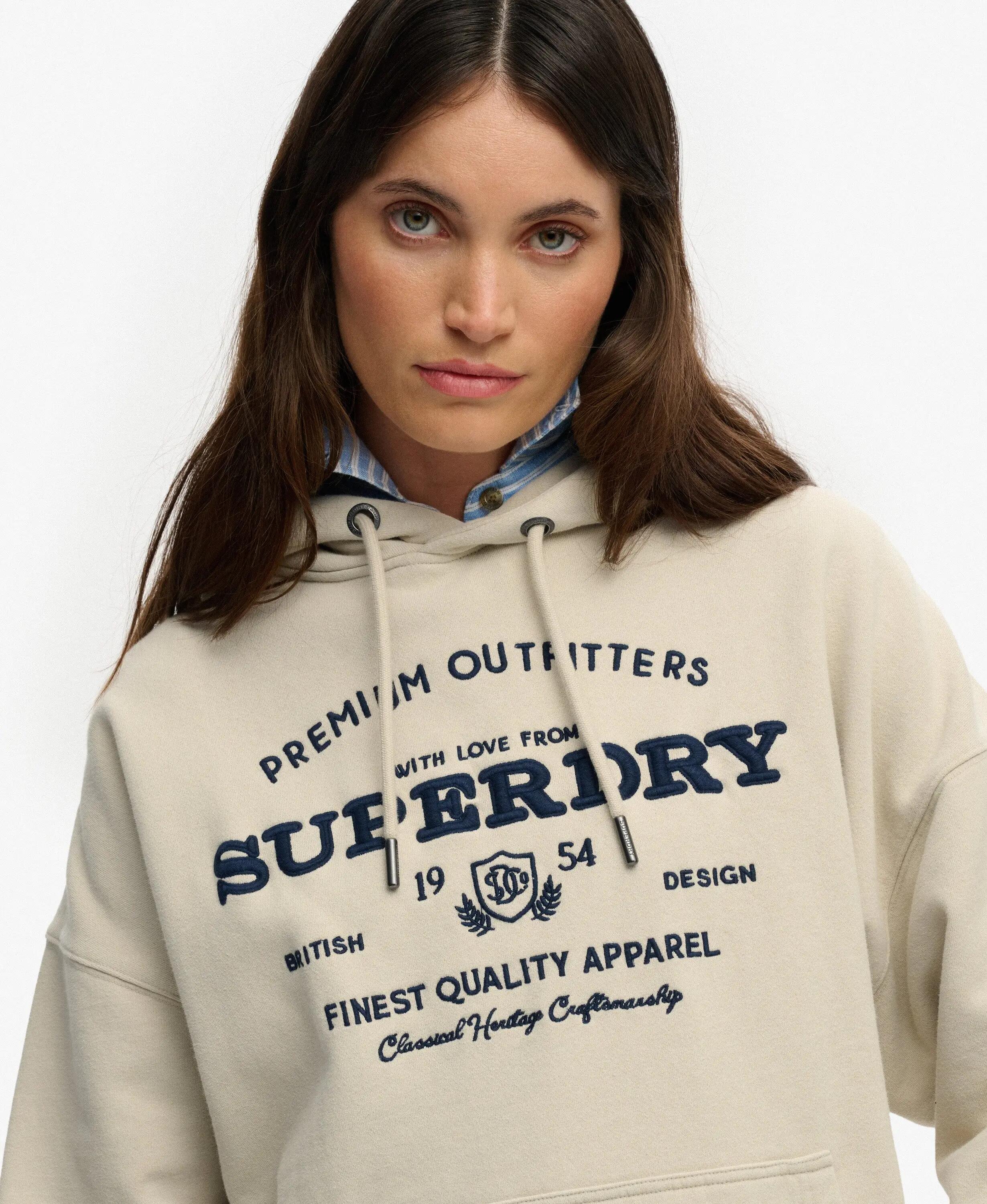 superdry Luxe Casual Hoodie bordada corte relaxed 4/7