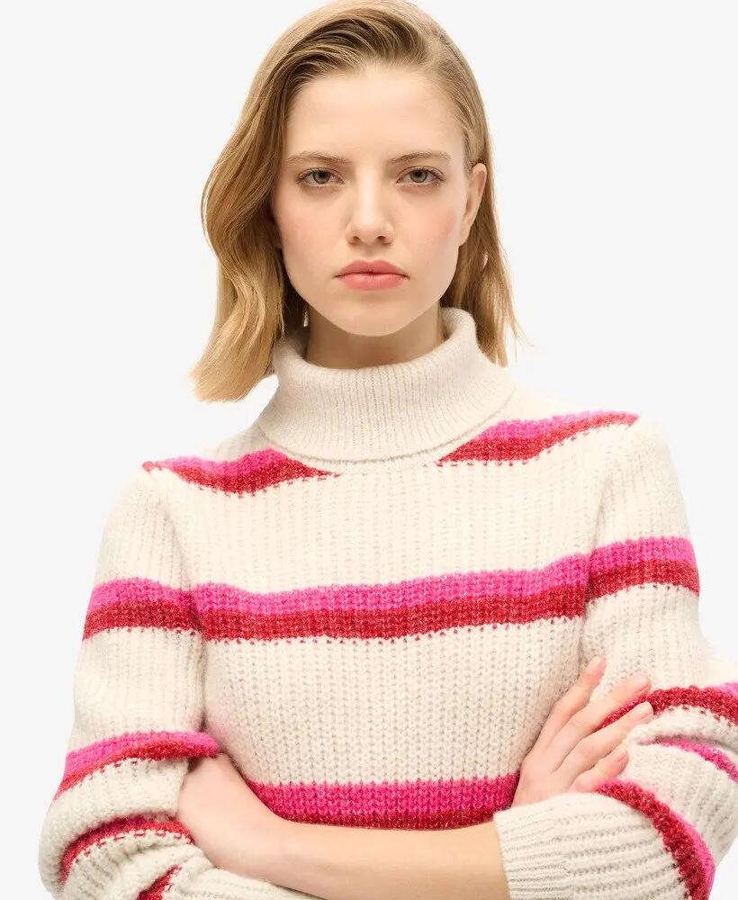 superdry Maglione Corto Collo Alto a Righe 3/6