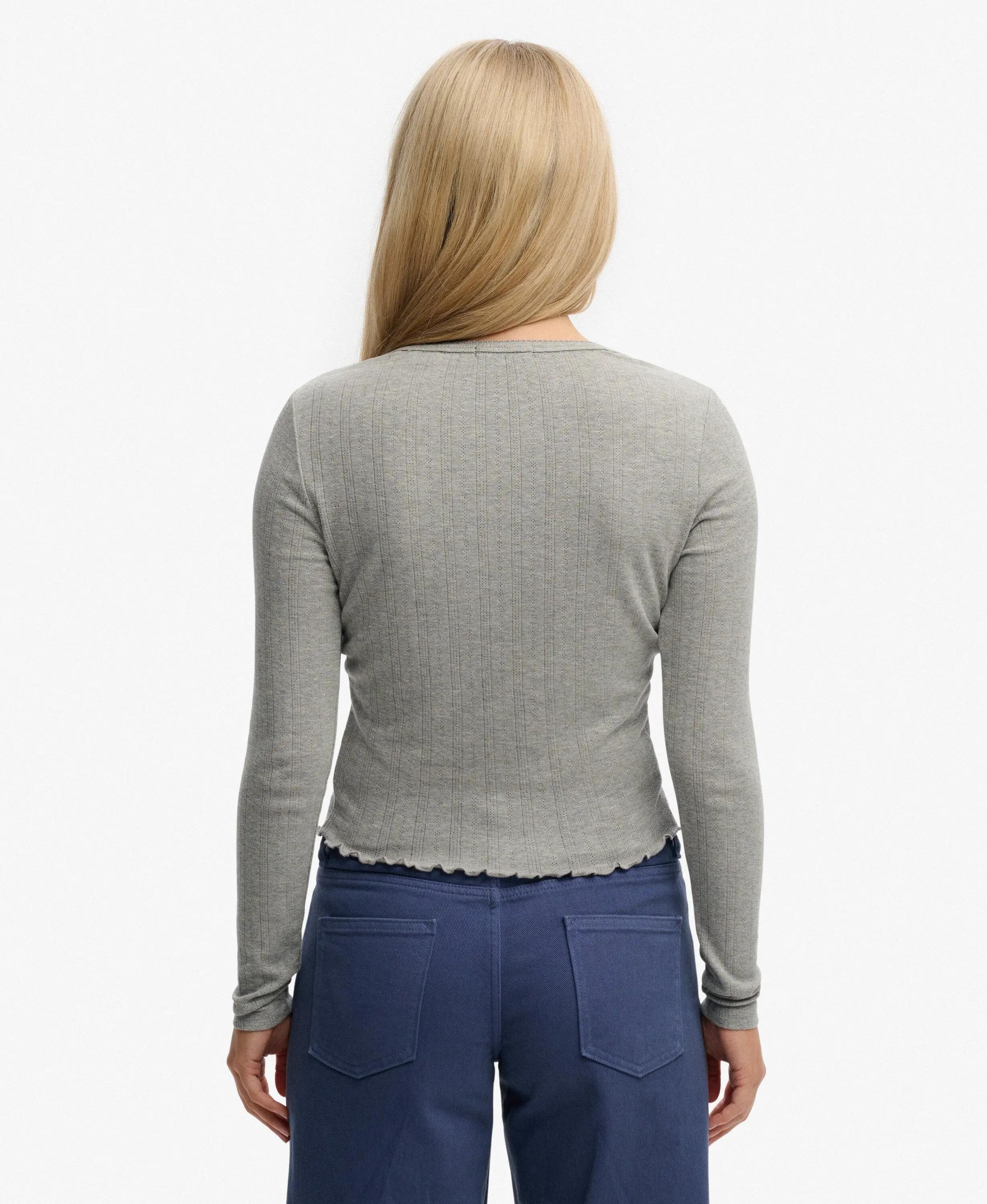 superdry Athletic Essential Pointelle Cardigan van biologisch katoen – GREY MARL 5/7