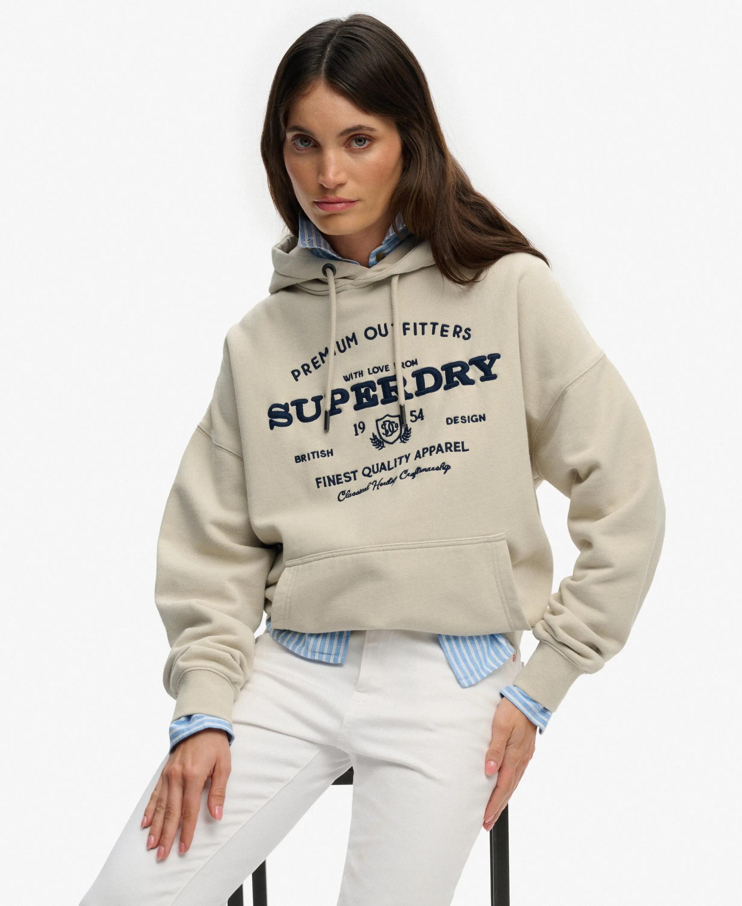 superdry Luxe Casual Hoodie bordada corte relaxed 2/7