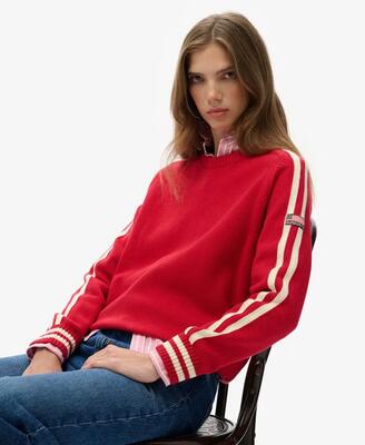 Superdry relaxed stripe gebreide trui 100% katoen - deep navy