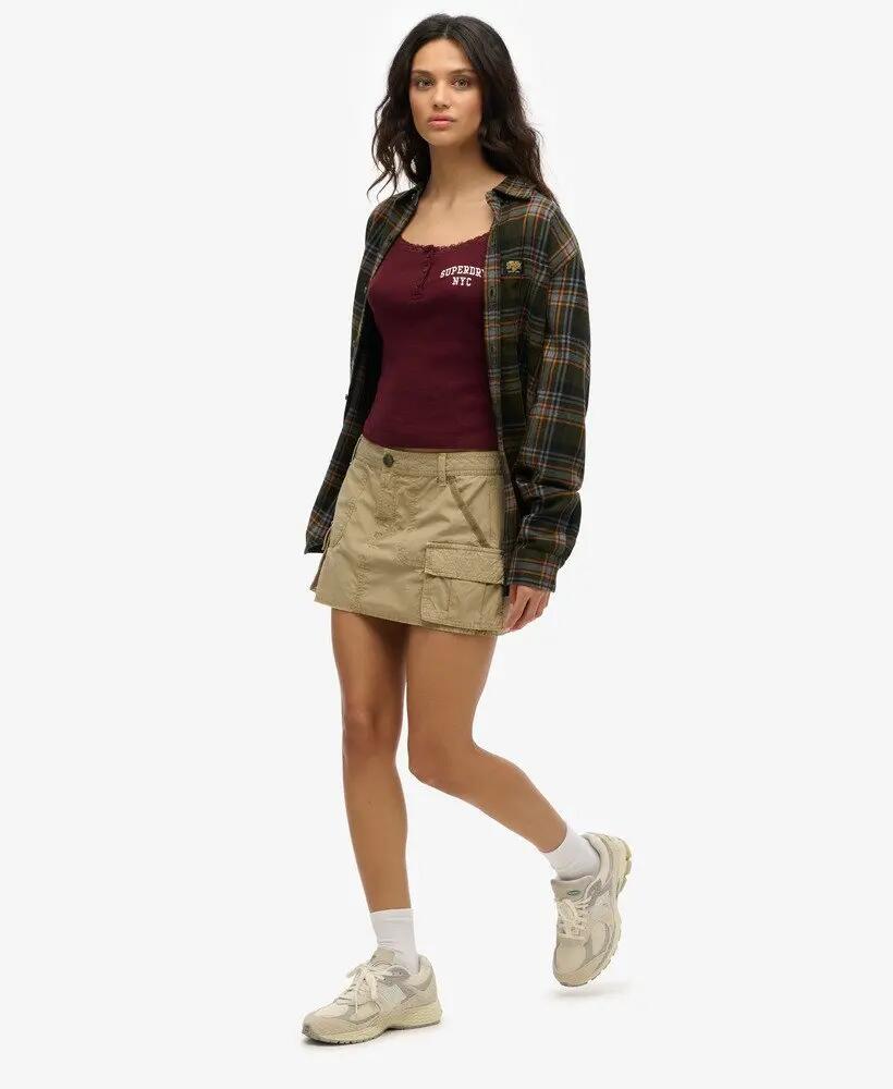 superdry Utility Parachute Rok 100% katoen – Stone Wash Taupe Brown 5/7