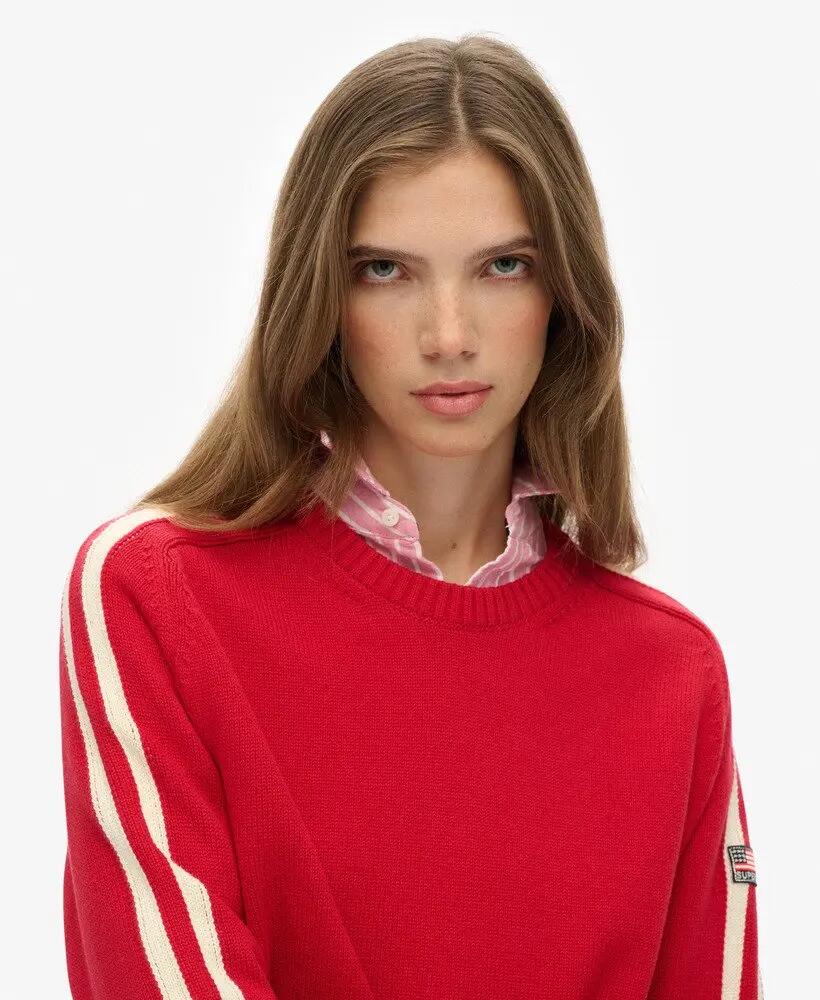 superdry Luźny Sweter Dzianinowy w Paski z Bawełny 4/5