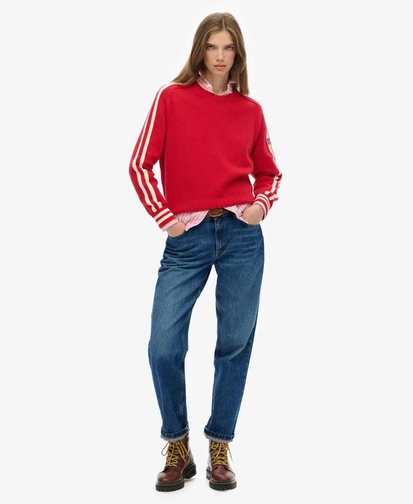 superdry Luźny Sweter Dzianinowy w Paski z Bawełny 3/5