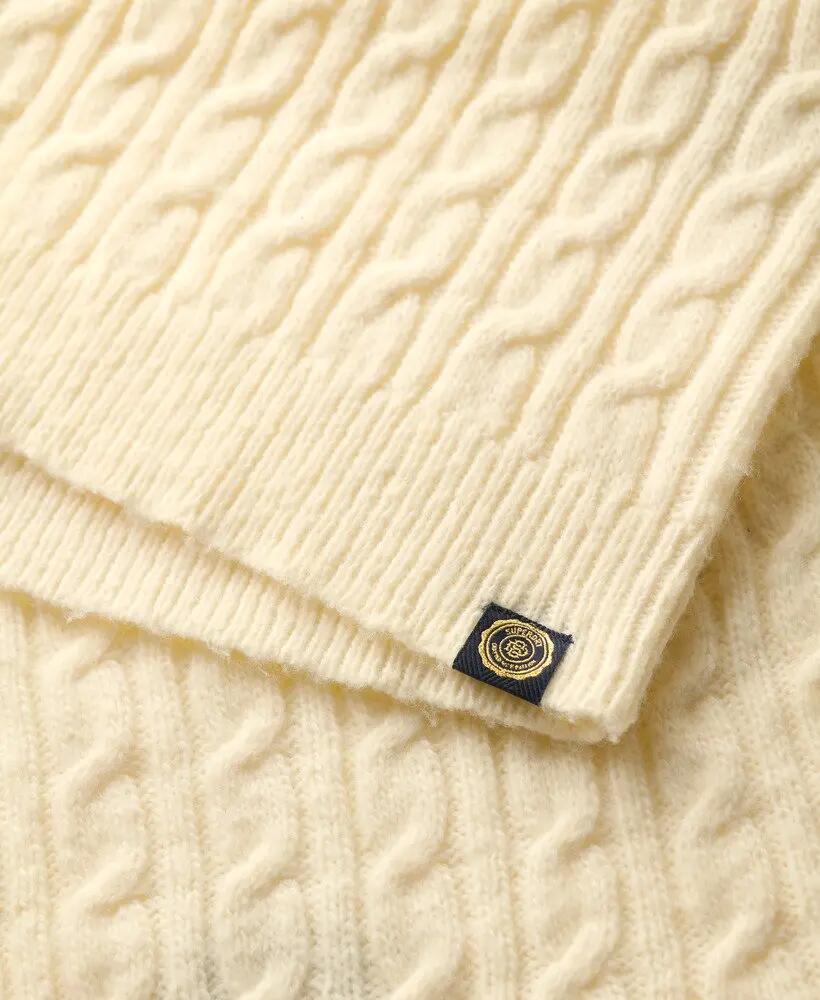 superdry Cable Mock Neck Jumper em Island Ecru 5/5