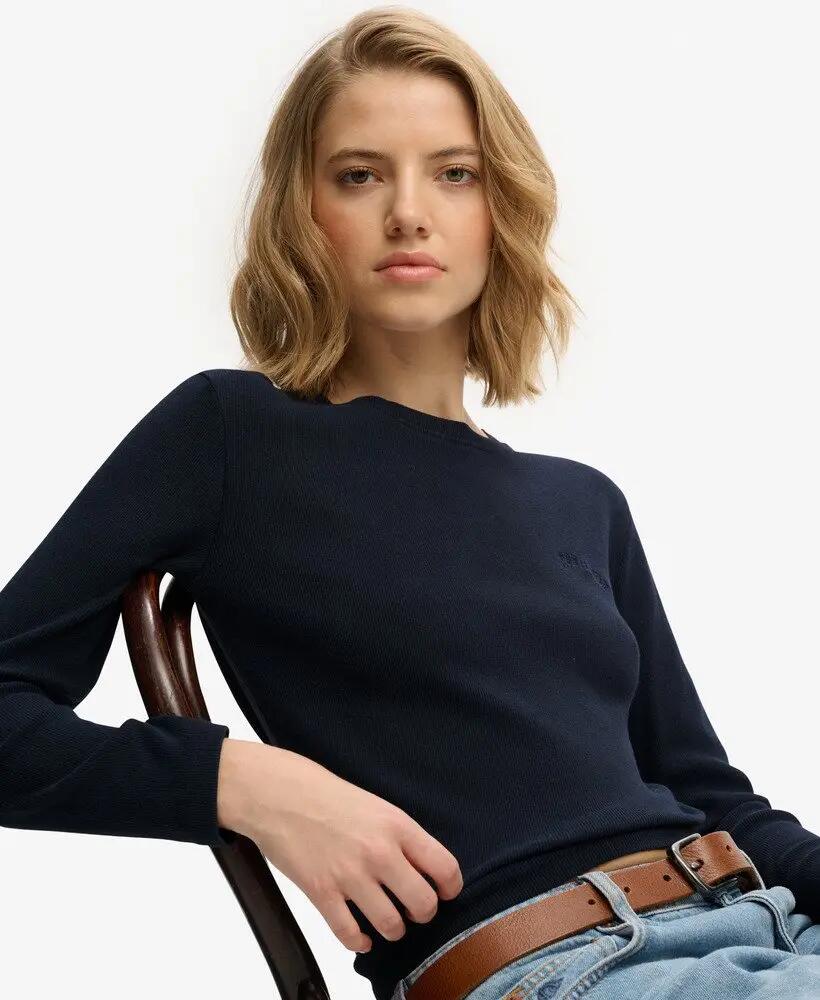 superdry Haut côtelé teinture vêtement Athletic Essentials Logo – ECLIPSE NAVY 2/5
