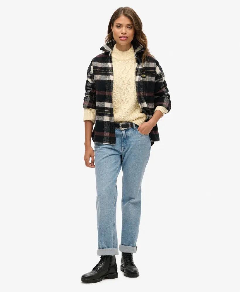 superdry Cable Mock Neck Jumper em Island Ecru 2/5