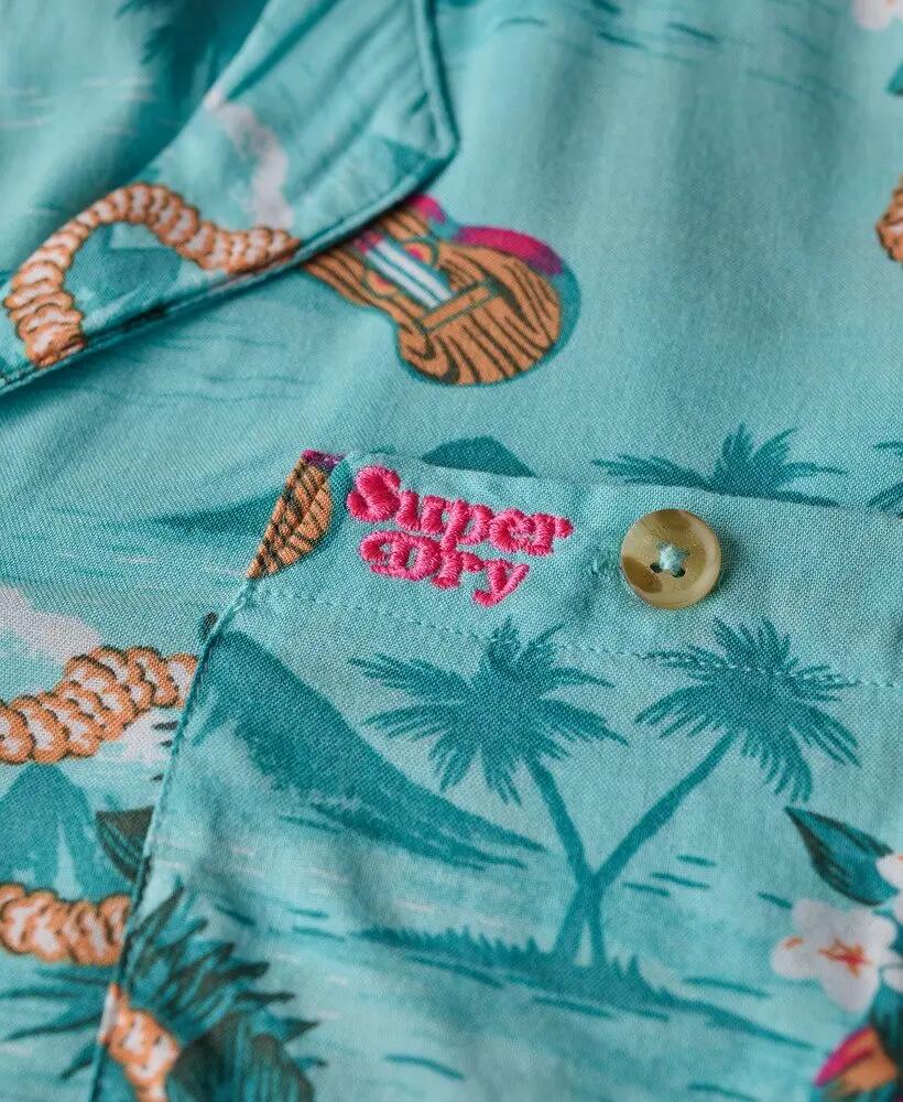 superdry Camisa Beach Resort estampada em viscose – Aloha Hawaiian Aqua 5/5