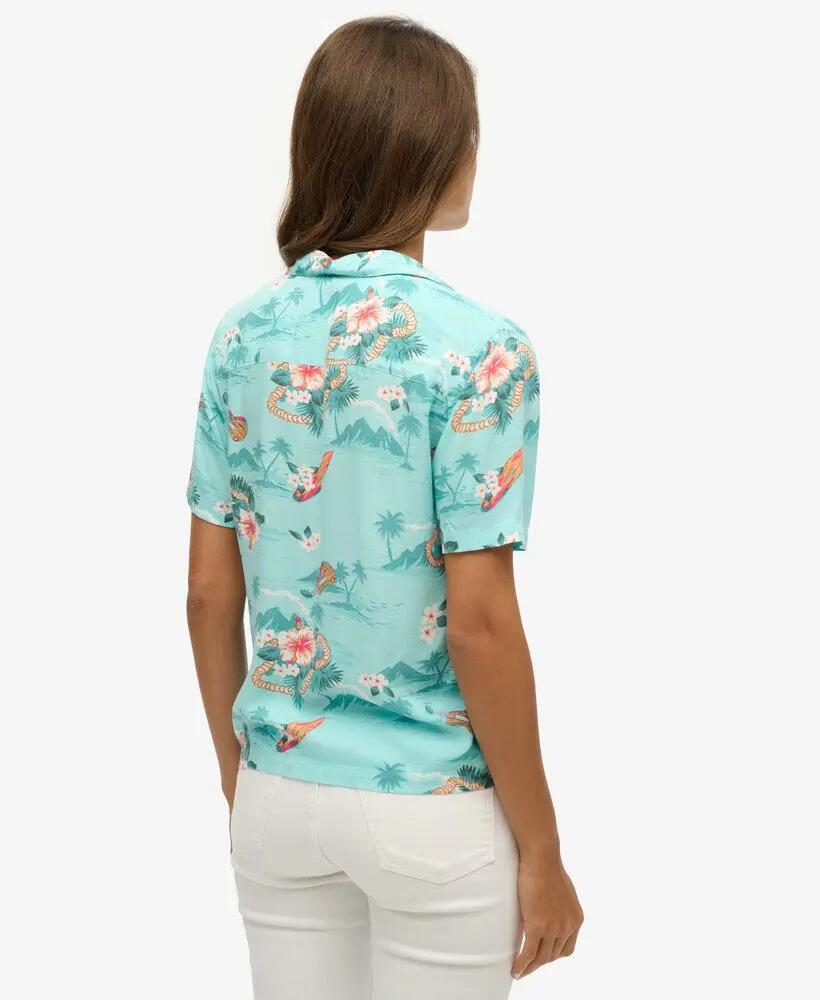 superdry Camisa Beach Resort estampada em viscose – Aloha Hawaiian Aqua 4/5