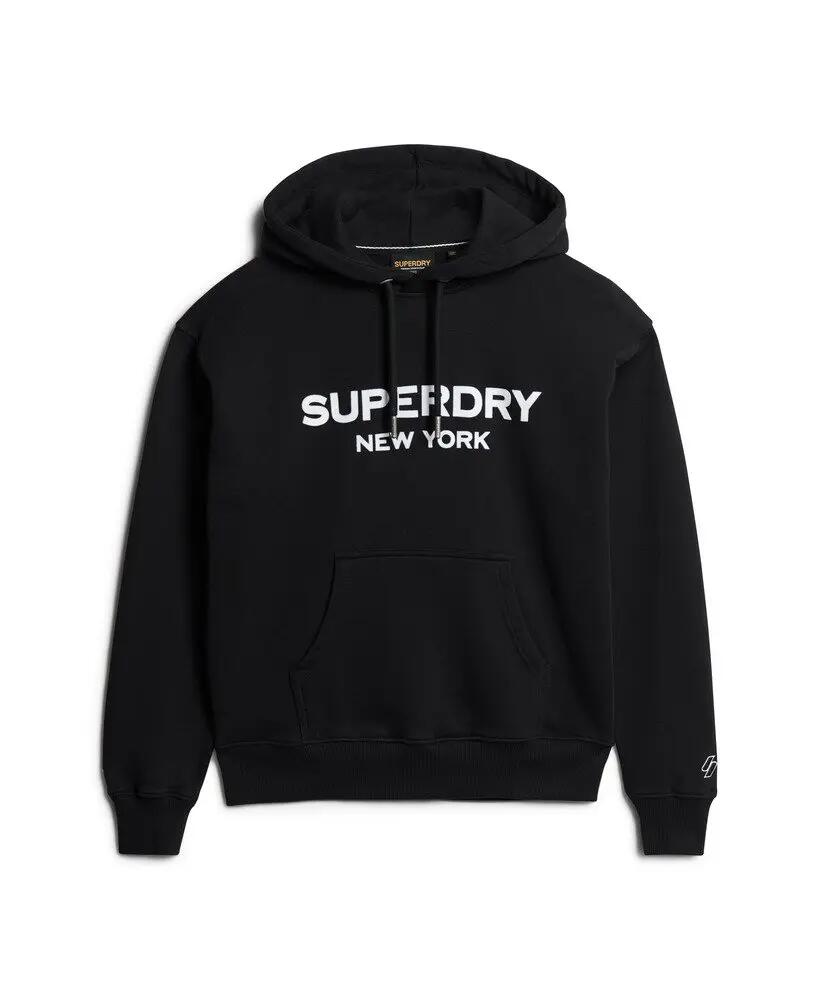 superdry Sport Luxe Loose Hoodie in cotone 100% – fit oversize, nero 7/7