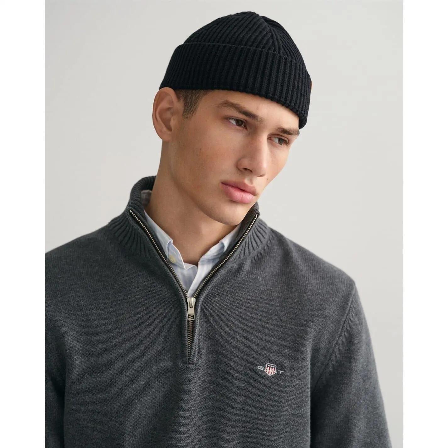 Mens Micro Textured Half Zip Sweatshirt (Charcoal) 4/5