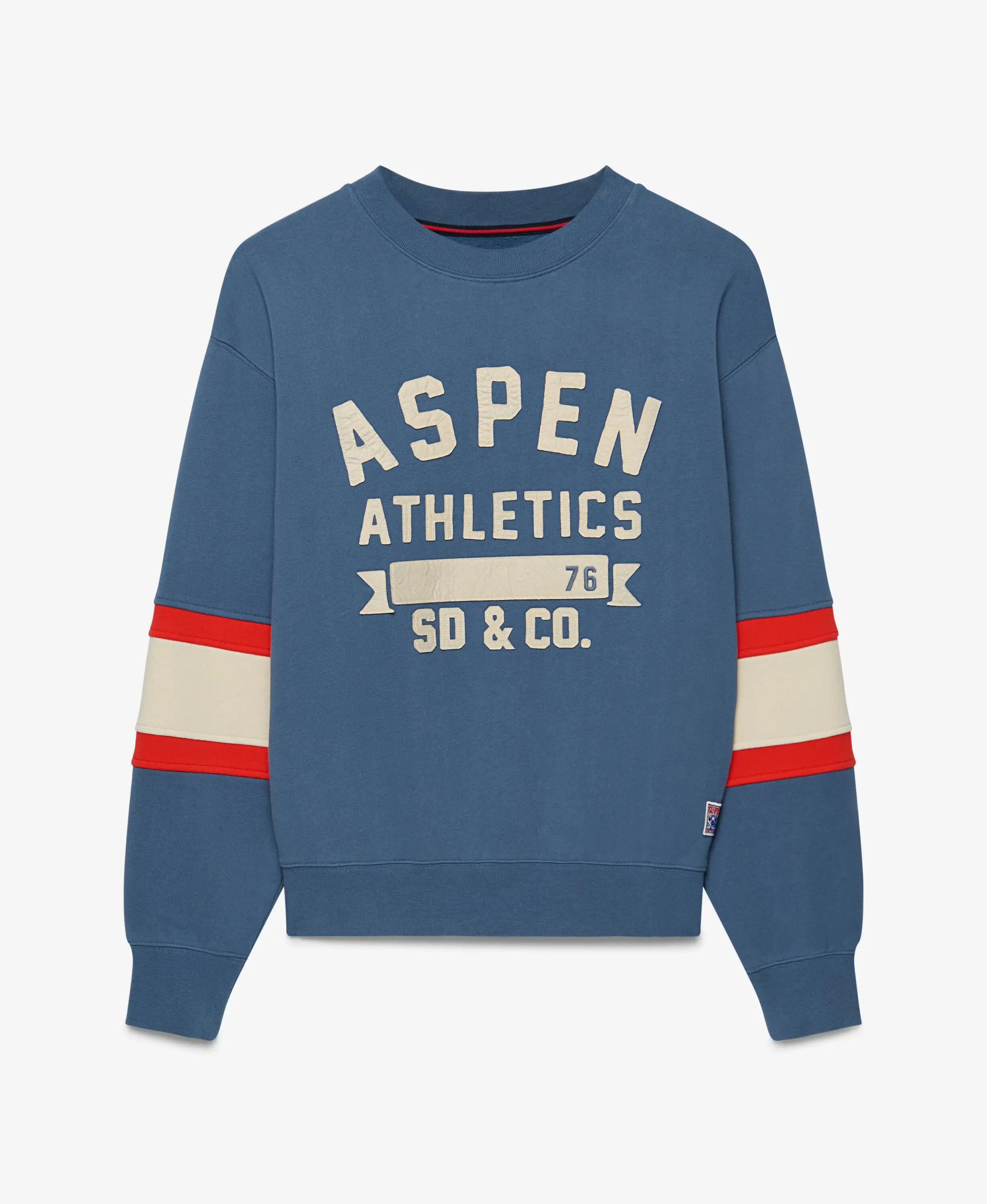 superdry Sweat-shirt Aspen Athletics Preppy Ski en coton mélangé – Dry Slate 7/7