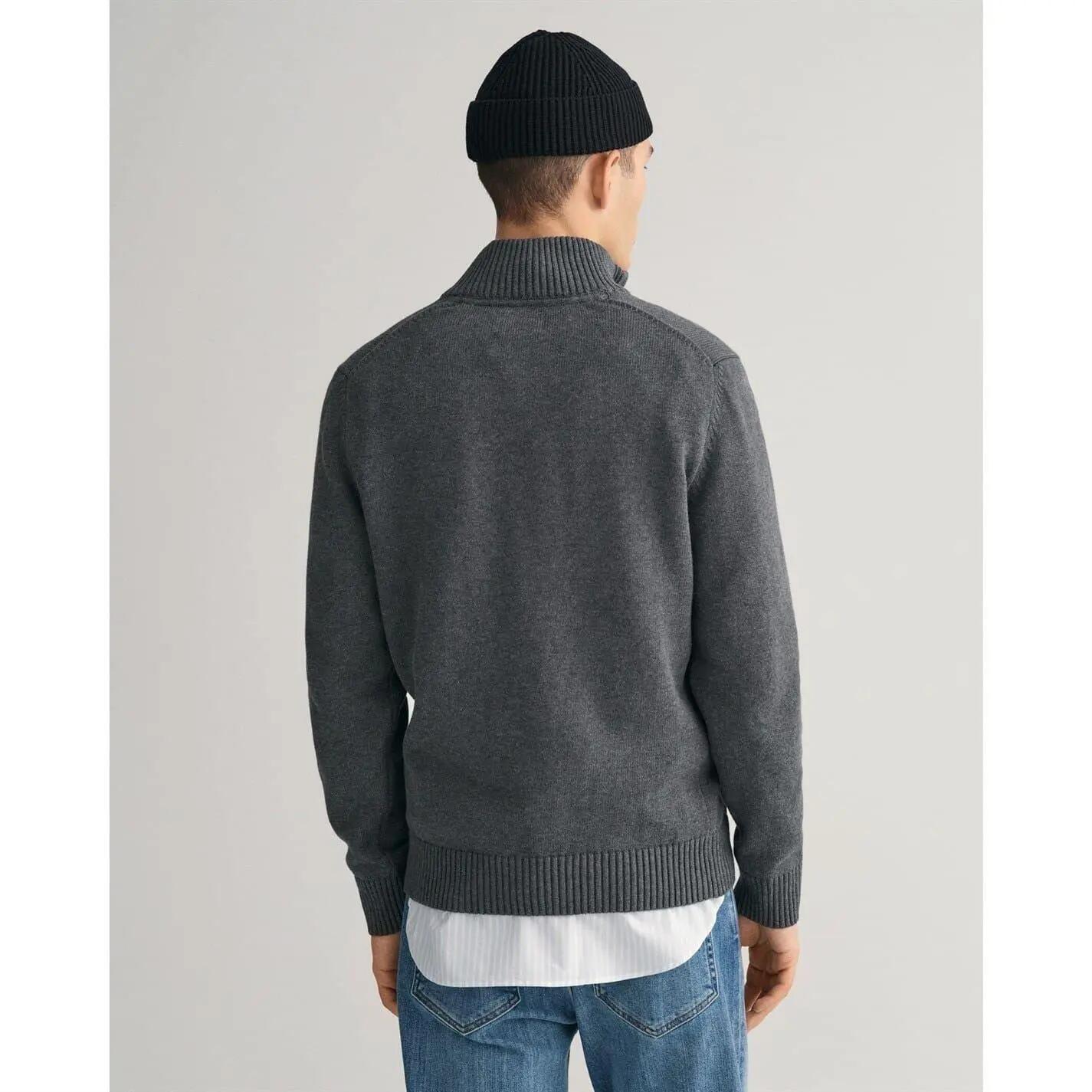 Mens Micro Textured Half Zip Sweatshirt (Charcoal) 3/5