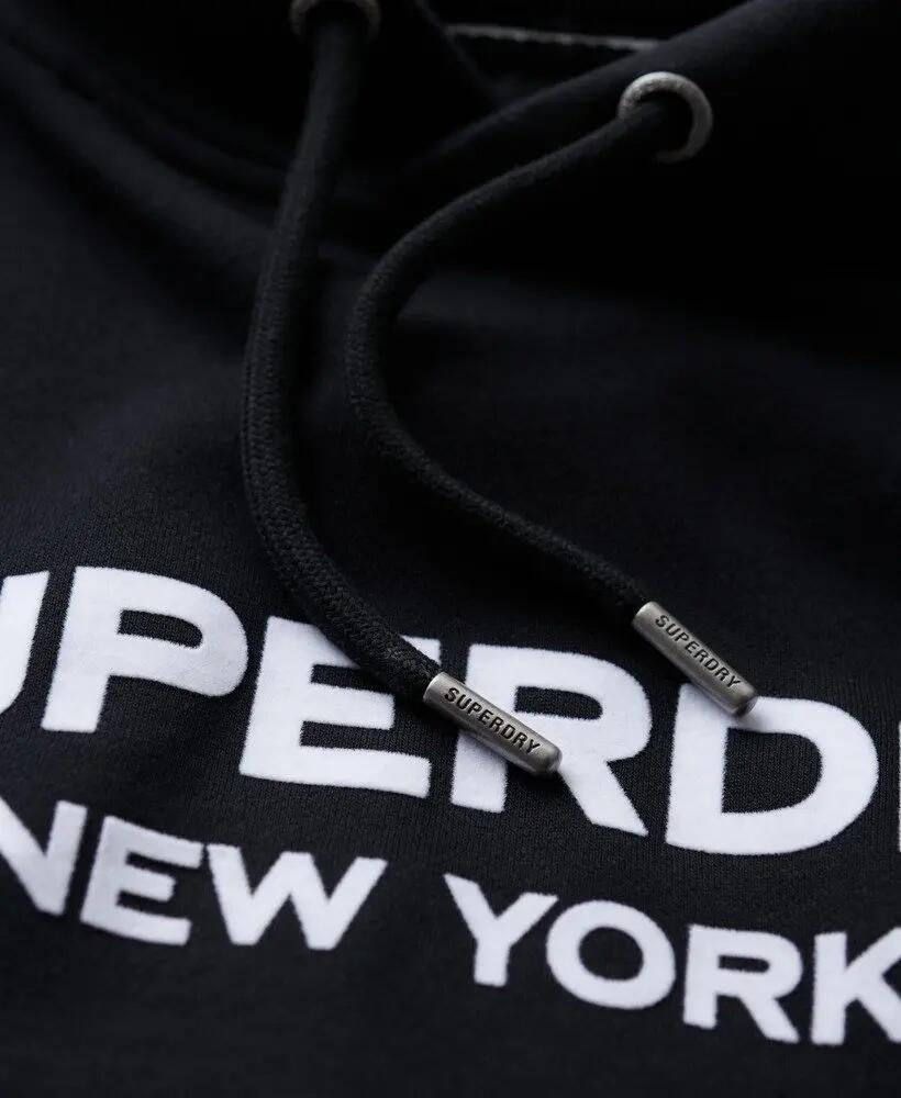 superdry Sport Luxe Loose Hoodie in cotone 100% – fit oversize, nero 4/7