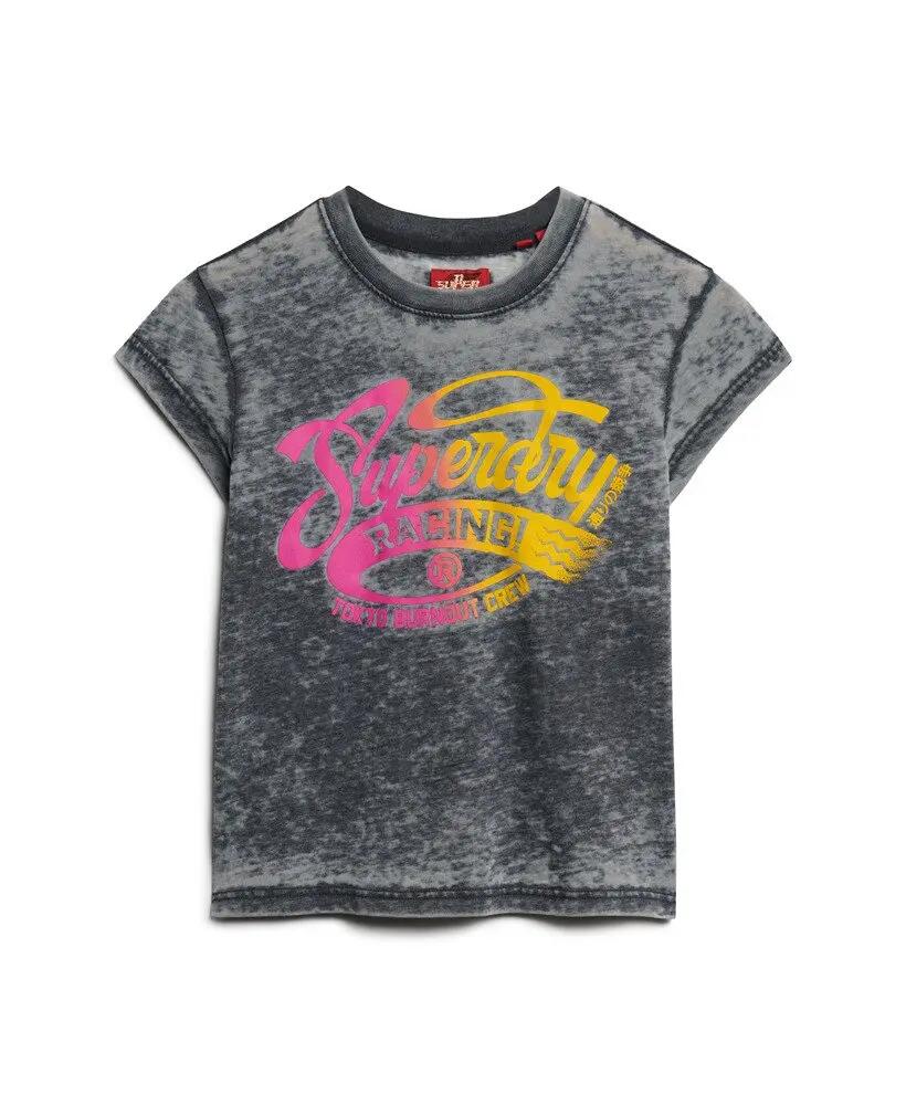 superdry T-shirt Fade Rock Graphic Cap Slv damska — JET BLACK 6/7