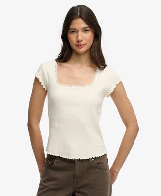 Superdry athletic essentials t-shirt met vierkante hals van biologisch katoen –