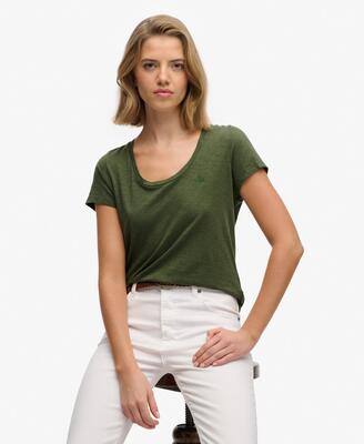 Superdry studios scoop neck t‑shirt slim fit katoen/lyocell – feather grey