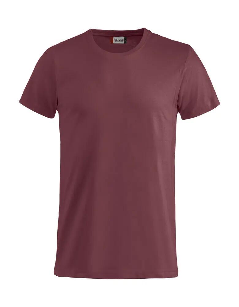 clique Basic-T Junior T-shirt col côtelé en coton – burgundy 3/4