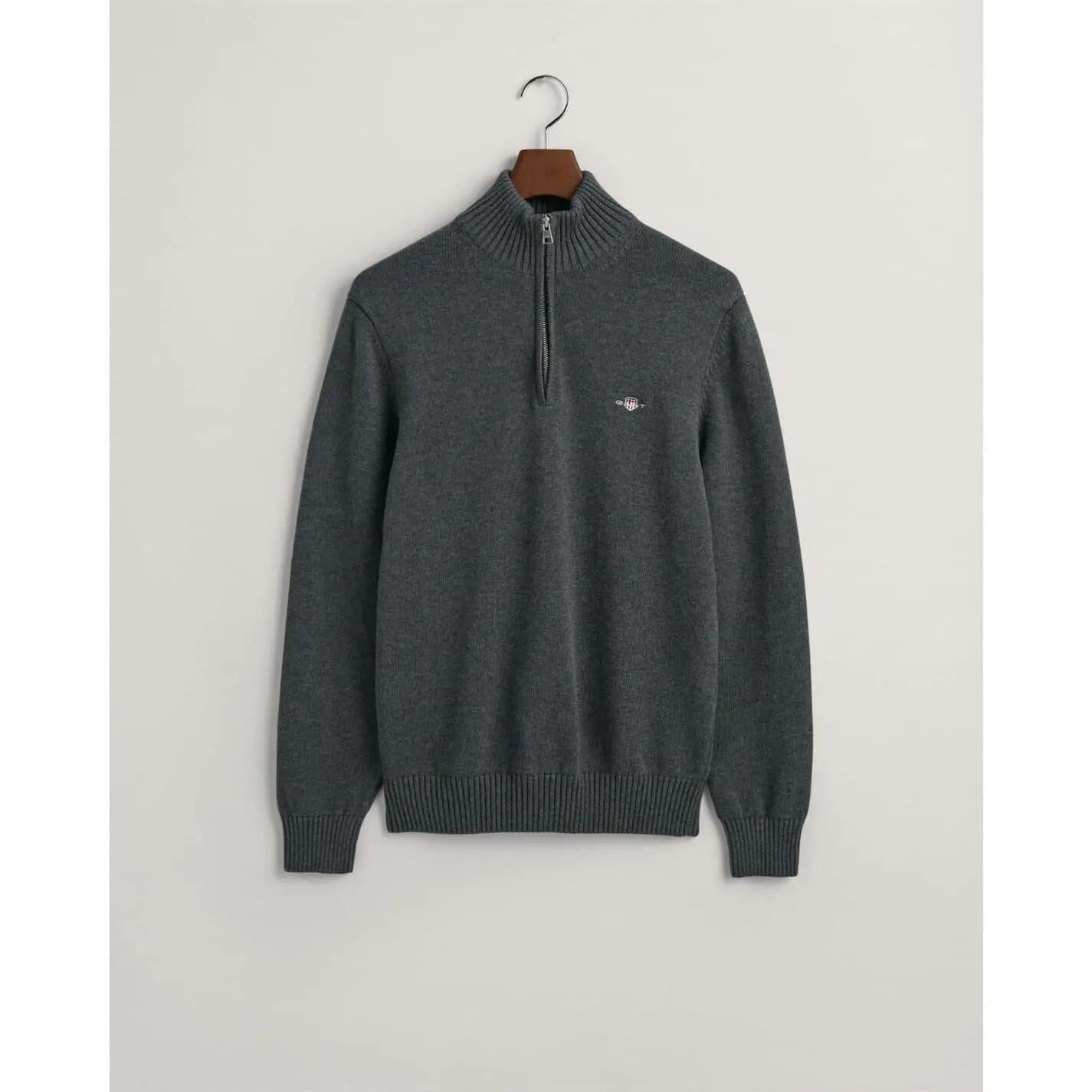 Mens Micro Textured Half Zip Sweatshirt (Charcoal) 2/5