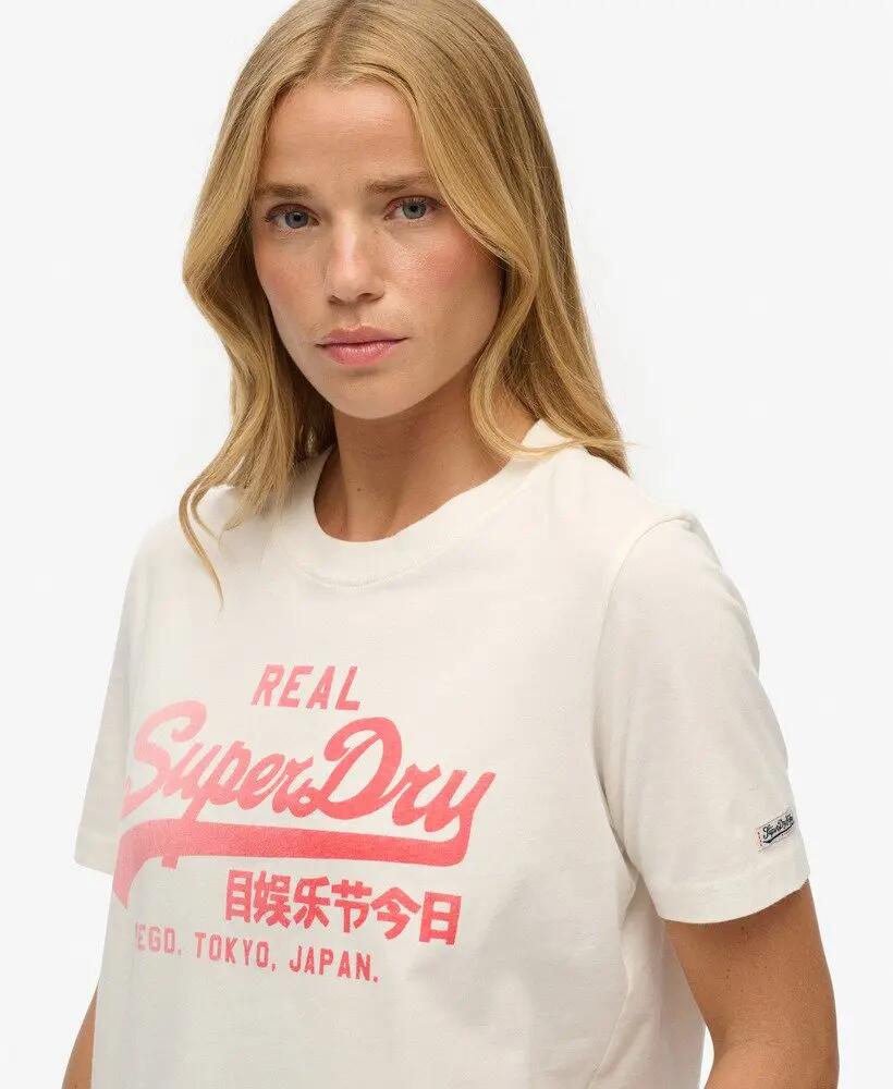 superdry Vl Fade Tee T-shirt mulher WINTER WHITE 100% algodão 3/4