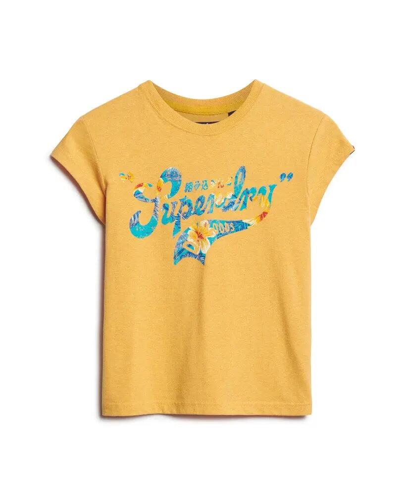 superdry Damen T-Shirt Floral Scripted Cap Slv aus recycelten Materialien 5/6