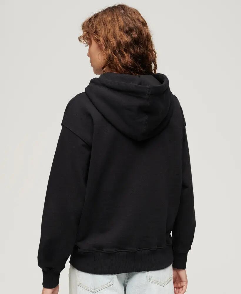 superdry Sport Luxe Loose Hoodie in cotone 100% – fit oversize, nero 2/7
