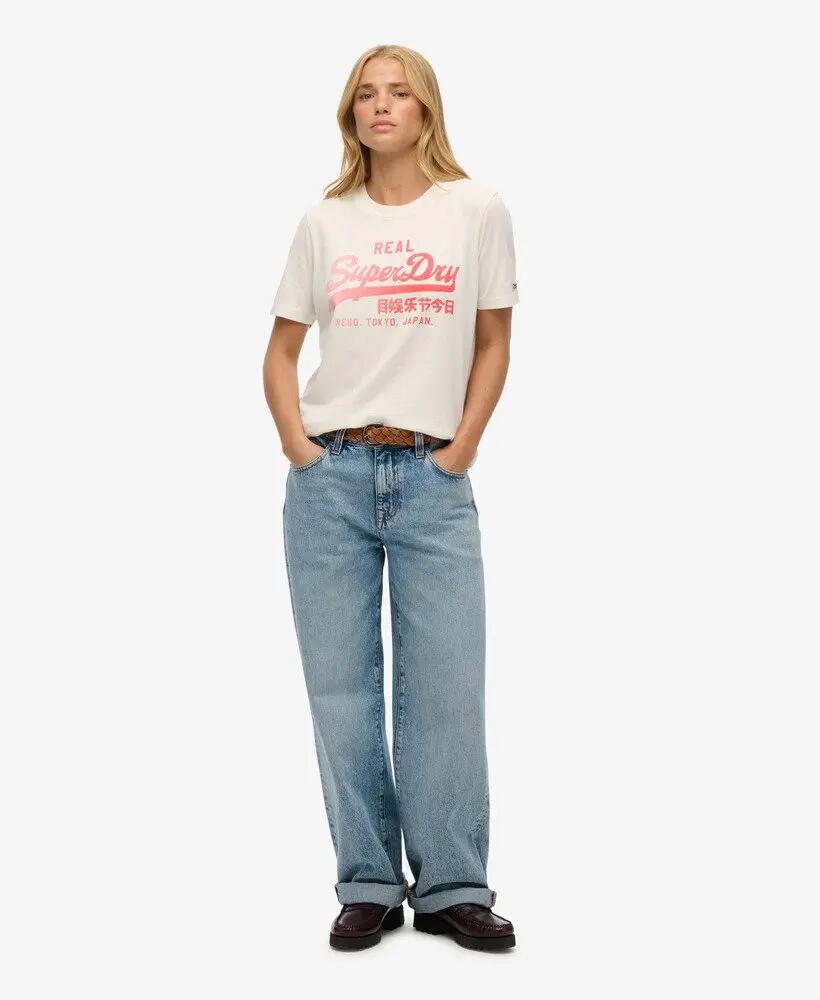 superdry Vl Fade Tee T-shirt mulher WINTER WHITE 100% algodão 2/4