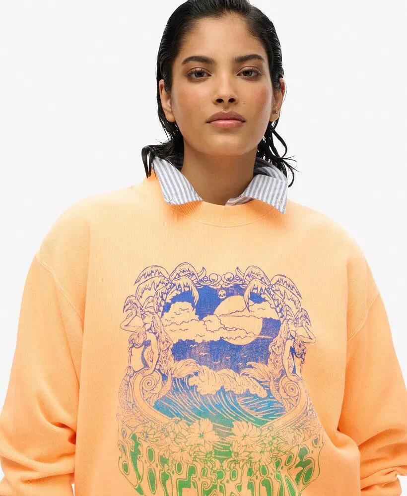 superdry Psych Surf Loose Crew sweatshirt mulher 100% algodão orgânico Pop 2/4