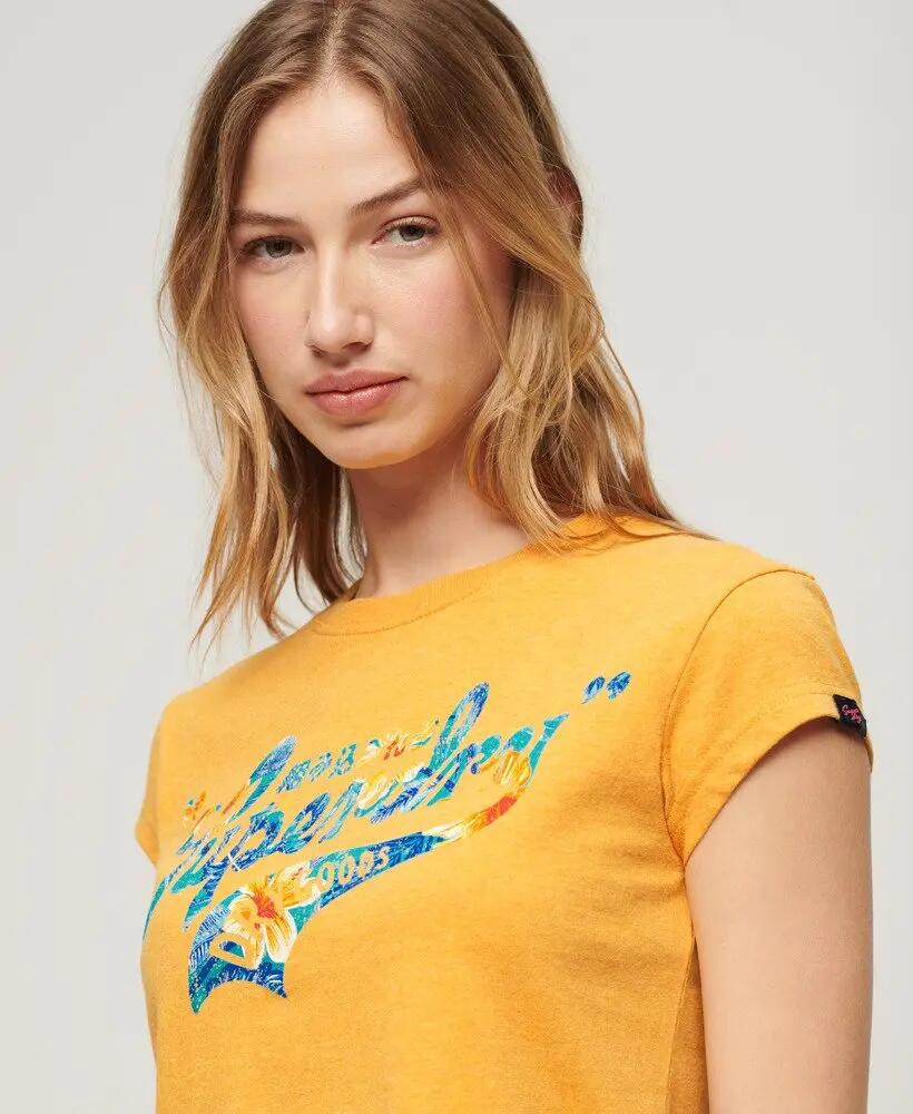 superdry Damen T-Shirt Floral Scripted Cap Slv aus recycelten Materialien 2/6