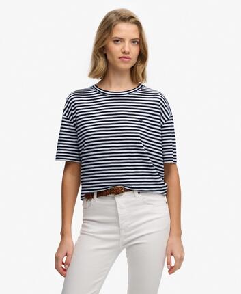 superdry Studios Crew T-Shirt — coupe relaxed, manches tombantes – ECLIPSE NAVY