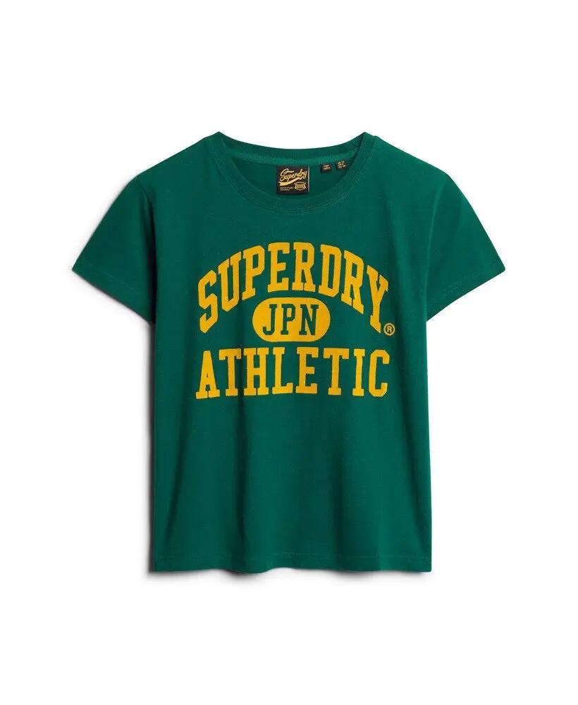 superdry Varsity Flocked Fitted T-Shirt – slim fit, donker bosgroen 7/7