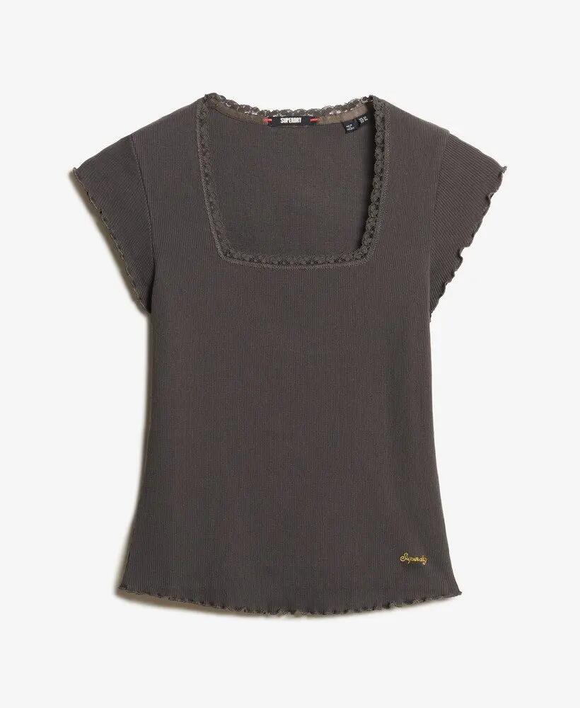 superdry T-shirt donna scollo quadrato manica corta in cotone bio 6/6