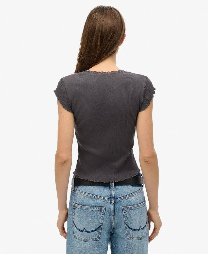 superdry T-shirt donna scollo quadrato manica corta in cotone bio 4/6