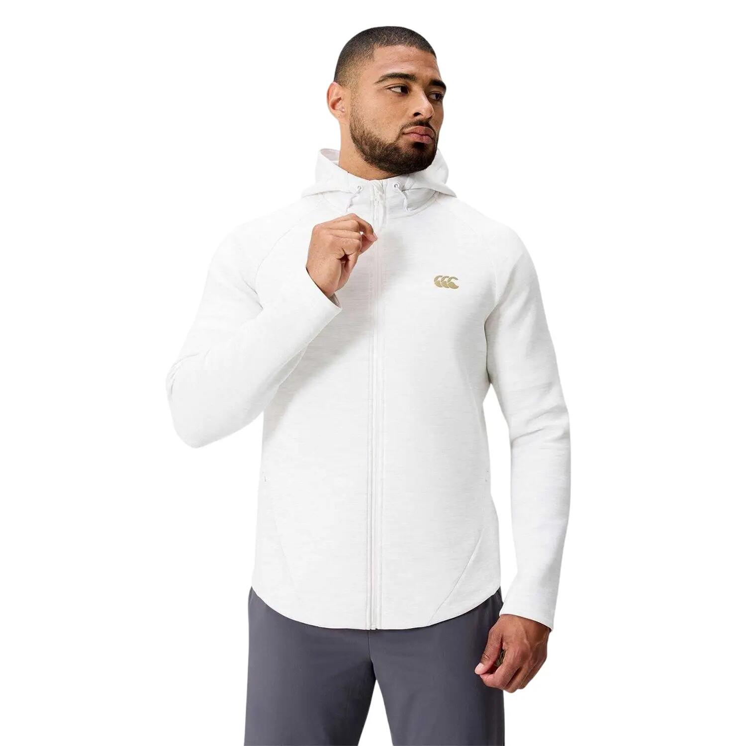 Felpa Con Cappuccio E Zip Intera Regolare Raglan Uomo Canterbury Everest Bianco 4/4