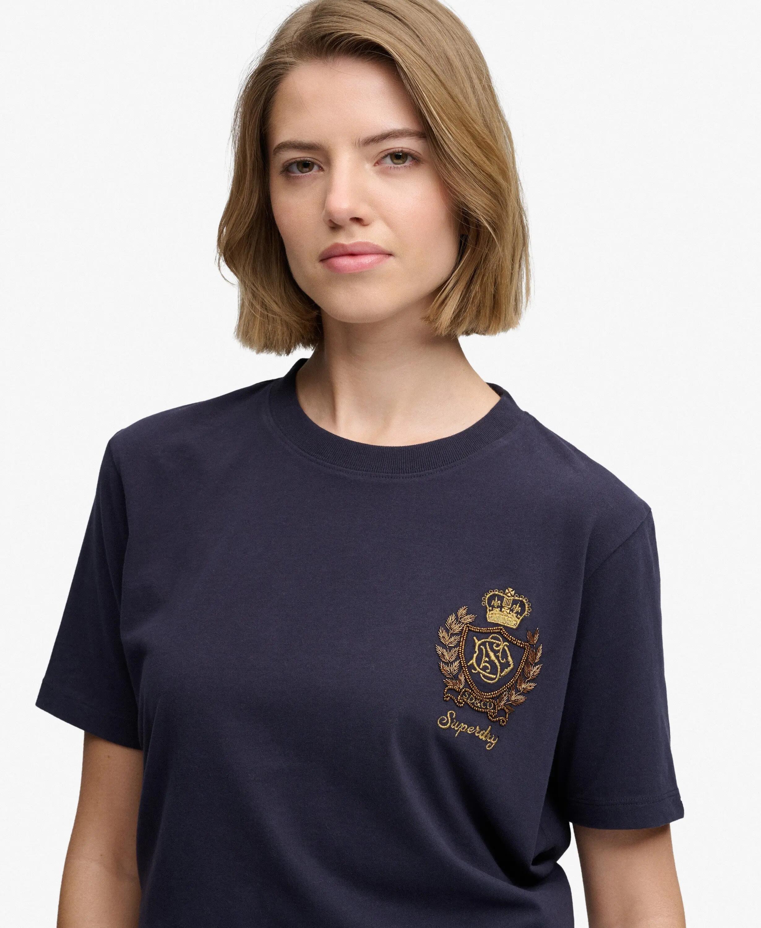 superdry T-shirt Crest ornamentada em algodão orgânico – corte relaxed – 4/7