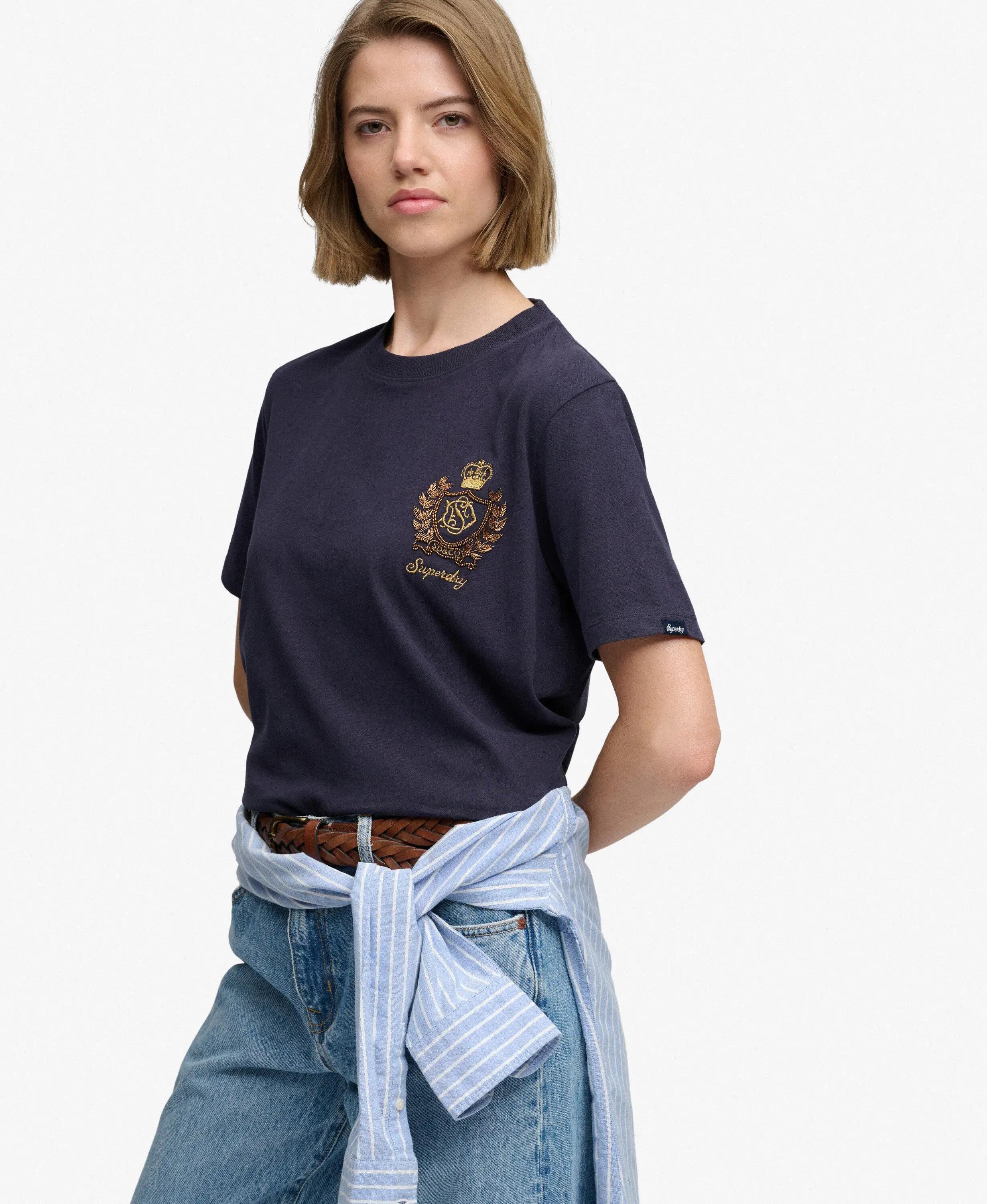 superdry T-shirt Crest ornamentada em algodão orgânico – corte relaxed – 2/7