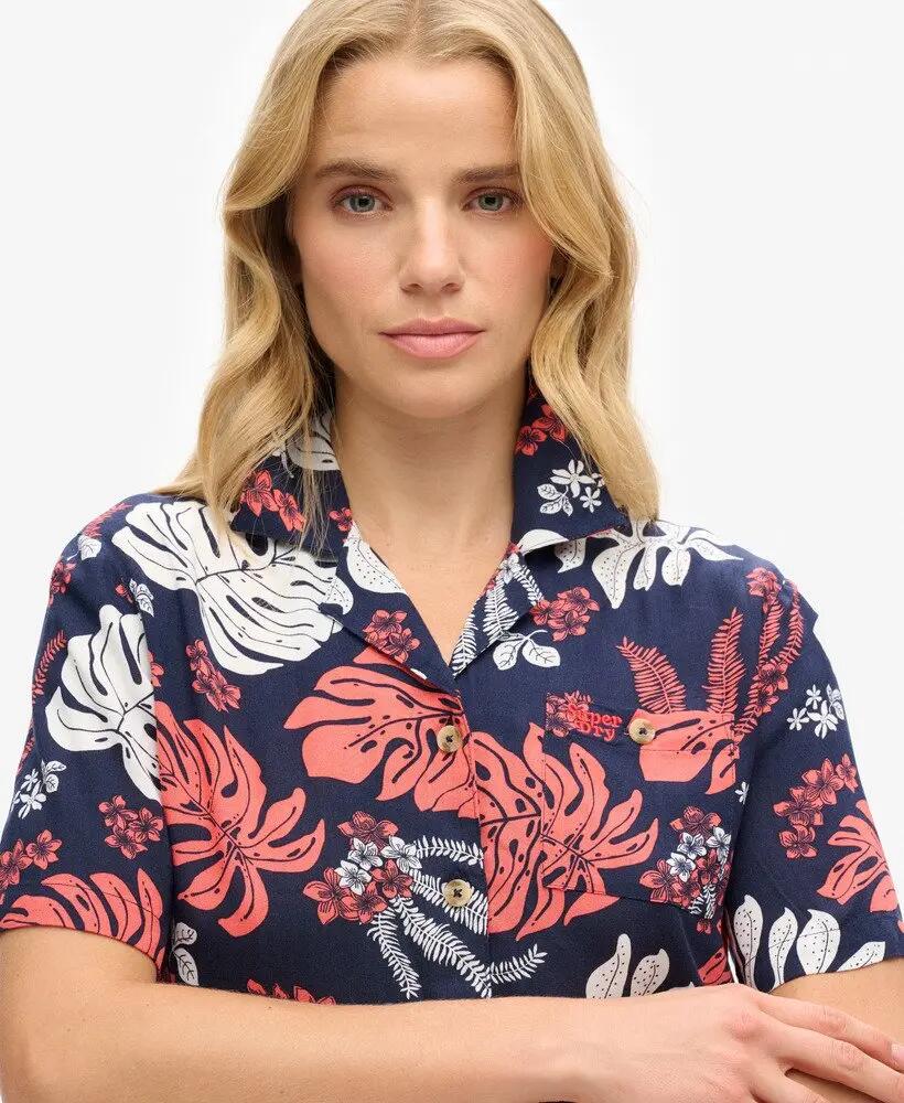 superdry Camisa Beach Resort com padrão - 100% viscose – Hawaiian Navy 4/4