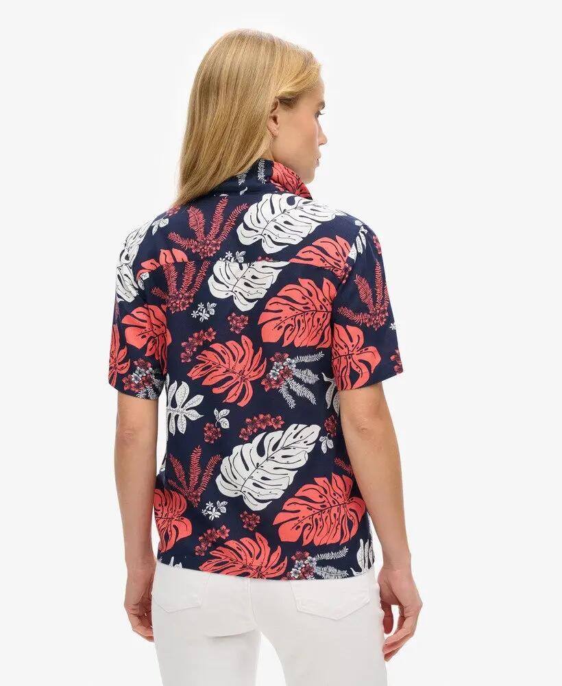 superdry Camisa Beach Resort com padrão - 100% viscose – Hawaiian Navy 3/4