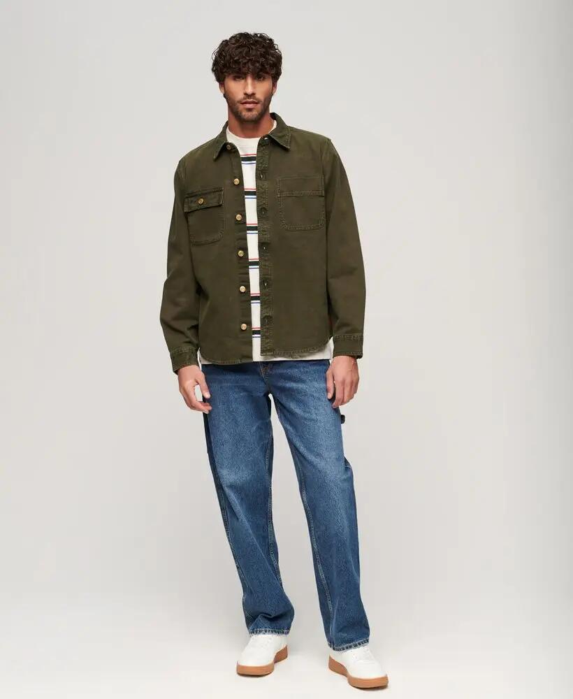 superdry Surplus Canvas Overshirt — męska koszula z płótna, olive Khaki 5/6