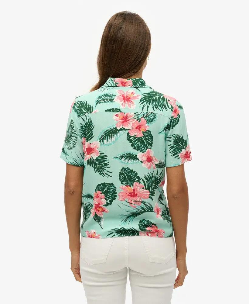 superdry Camisa Beach Resort para mujer — 100% viscosa, Luna Rose Mint 4/6