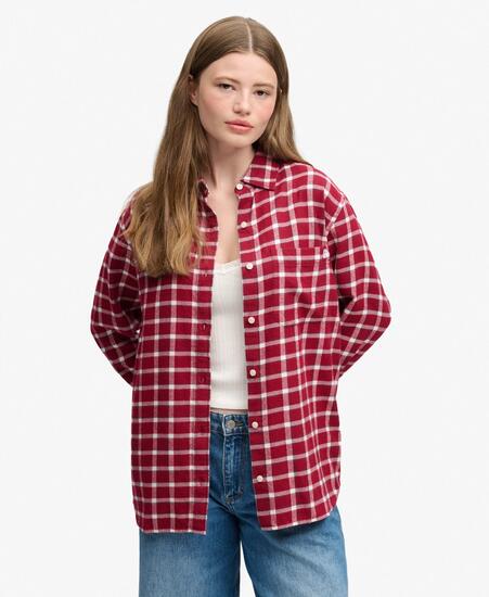 superdry Camicia Boyfriend in Flanella a Quadri - Vestibilità Oversized –