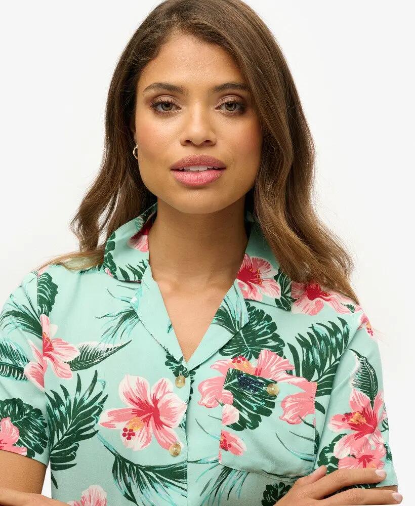 superdry Camisa Beach Resort para mujer — 100% viscosa, Luna Rose Mint 3/6